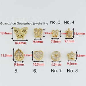 Moyamiya Perles entretoises perforées en <span class=keywords><strong>or</strong></span> 18 carats incrustées de zircon, motifs Arbre de vie, Papillon, Étoile, pour accessoires de cravates Bolo DIY en cristal acrylique - Product Image 2