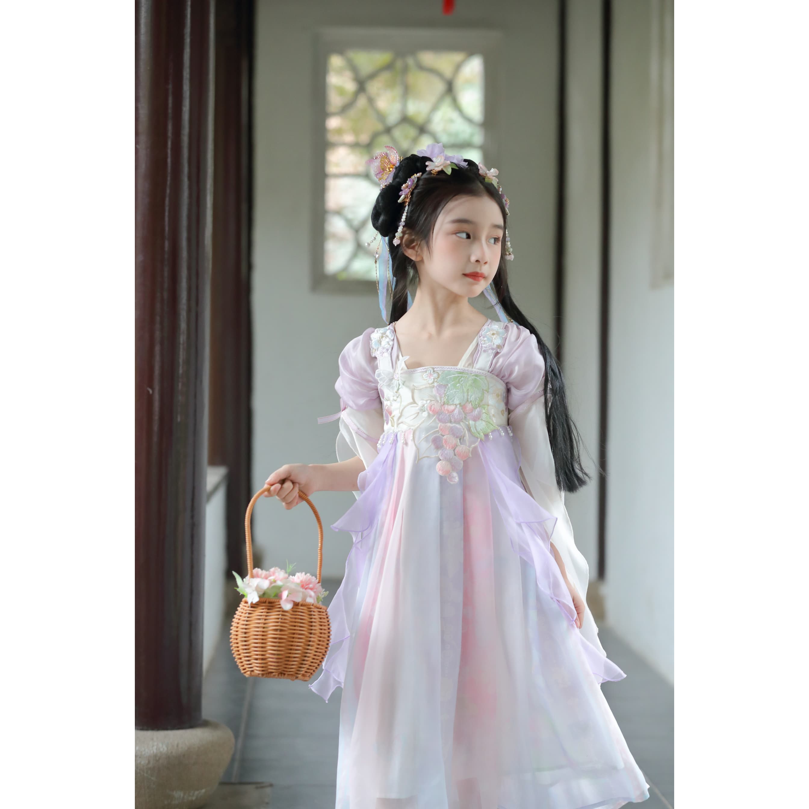 Chinese Style Tulle Dress - Sweet Floral Princess Design
