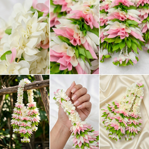 Guirlande de fleurs artificielles roses et blanches, collier floral décoratif pour mariage, mariée, temple, festival, décoration d'entrée de maison - Product Image 6