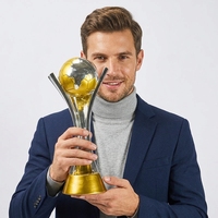 Trophée de football gravé sur mesure en stock, expédition rapide, récompense de championnat de football, logo et texte personnalisés, prix d'honneur pour les jeux sportifs