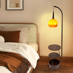 Lampe sur pied moderne en fer avec support de rangement et éclairage LED E27 pour salon, chambre, côté canapé, table de chevet et table basse - Product Image 4
