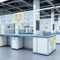 Meubles de laboratoire durables, tables scolaires modulaires, résistance chimique, bancs de travail de laboratoire hospitalier avec étagères et armoires