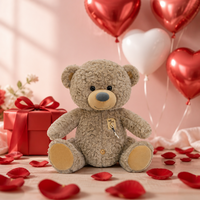Oso de Peluche Marrón Claro Súper Suave y Rizado, Regalo para el Día de San Valentín, ODM OEM, Logotipo Personalizado, Artículo Conmemorativo para Eventos