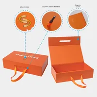 Boîte cadeau pliante plate orange ruban magnétique Flip-Top personnalisable emballage de bougie stratification mate impression de feuille d'or