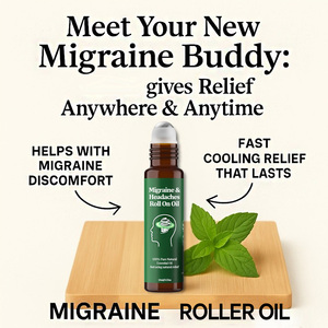Label pribadi minyak migrain gulung pada minyak dengan <span class=keywords><strong>Peppermint</strong></span>, minyak esensial Lavender untuk sakit kepala dan sakit kepala meredakan sakit perawatan diri - Product Image 2