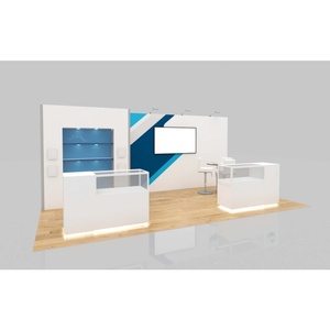 บูธแสดงสินค้า YOBOCS แบบกำหนดเองได้ น้ำหนักเบา สำหรับ 2 <span class=keywords><strong>คน</strong></span> ประกอบง่าย ใช้ซ้ำได้ ทนทาน ป้องกันไฟไหม้ บูธไม้สำเร็จรูป - Product Image 2