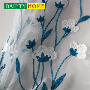 Newest Design Asian Style Embroidered Sheer Fabric Embroidered Curtain