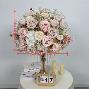 DKB Centros de Mesa de Rosas y Hortensias Artificiales de Seda Realistas para Decoración de Mesas de Bodas y Fiestas - Diseño Moderno Hecho a Mano - Product Image 2