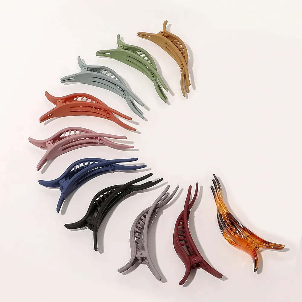 Korean big solid color dovetail hair clip Ladies elegant hairpins Large alligator hair clips accessories for women