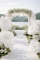 Fleurs artificielles géantes en organza personnalisées pour la décoration de scène de mariage et d'événements