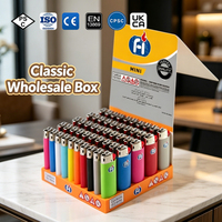 Briquet à silex jetable classique en plastique - Assortiment de 10 couleurs, vente en gros en vrac pour cigarettes