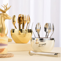Ensemble de 6 couverts miniatures en acier inoxydable doré rose pour café, desserts, mariage, boîte cadeau de fête, fourchettes et cuillères à œufs de style occidental