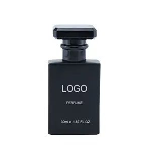 Custom Logo Groothandel Luxe Hervulbare Lege 30Ml Zwarte Kleur Glas Parfum Fles Met Cap