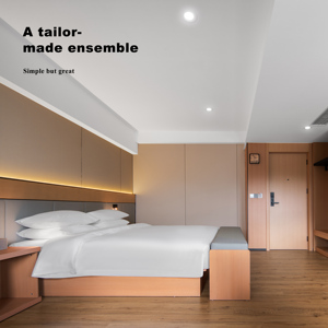 Custom-Size 3-4 Sterne Hotel Design Massiv Eiche Holz Schlafzimmer Set Gästezimmer Möbel inklusive Stoff Material für Wohnung - Product Image 5