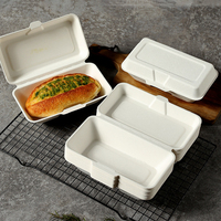 Emballages jetables pour boulangerie à emporter : Boîtes en pulpe moulée pour hot-dogs, hamburgers, croissants et plats prêts à consommer