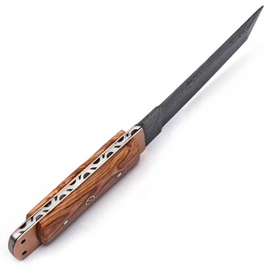 Beautiful Custom Handmade Damascus Steel Fixed Blade Hunting Camping Skinner Knife Handle Olive <b>Wood</b> with Copper - Product Image 4