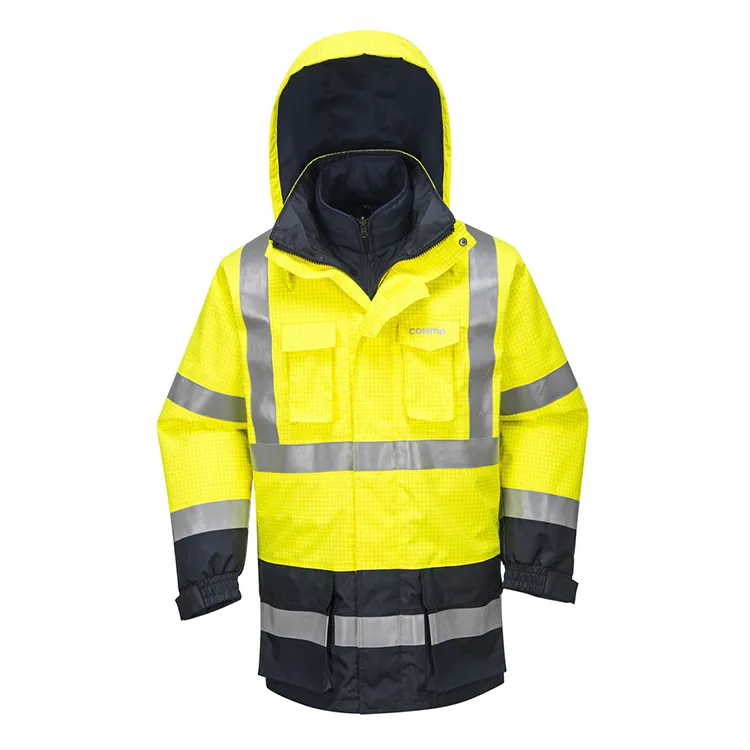 Wholesale customized workwear flame retardant reflective jacket hi vis safety wear