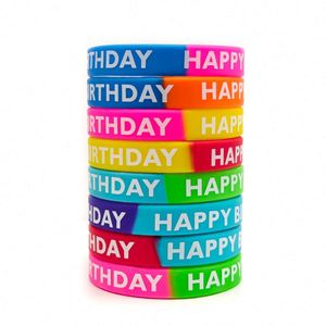 Bracelet en silicone segmenté coloré pour fête d'anniversaire, jeu événementiel, bracelet élastique en caoutchouc personnalisable - Product Image 1