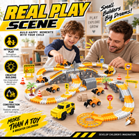 Jouet de construction flexible pour véhicules, sans lumière ni son, ensemble de construction DIY avec pont, tunnel et panneaux routiers pour enfants