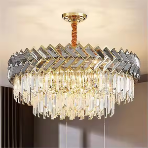 Candelabro moderno para hotel, sala de estar, cocina, colgante, luz colgante de cristal transparente gris - Product Image 3