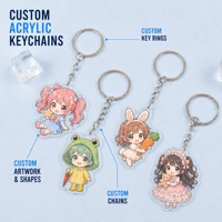 Porte-clés en acrylique imprimé sur mesure avec motif anime, acrylique brillant de 2 mm, impression UV, anneau métallique, OEM ODM, faible MOQ, léger et durable