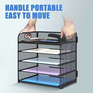 2023Amazon tốt nhất người bán 5 Khay giấy tổ chức với xử lý lưới bàn tập tin thư tổ chức giấy đen SORTER văn phòng nhà trường - Product Image 5