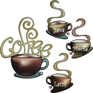Metal Coffee Cup 4 pieces wall decoration wall art decoration vintage kitchen decoration wall coffee shop