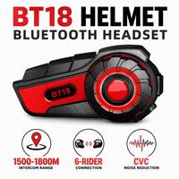 BT18-6 V5.1 Portée 1800M, Chat de groupe pour 6 utilisateurs, Partage de musique, Batterie 900mAh, 30H d'autonomie en conversation, Réduction de bruit CVC 8.0, Étanchéité IP67