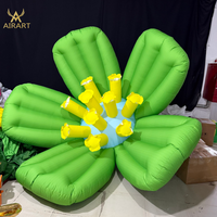 Sculpture de fleurs gonflables colorées avec feuilles vertes, décoration de plantes gonflables géantes pour l'extérieur, pour les fêtes, les mariages et les événements