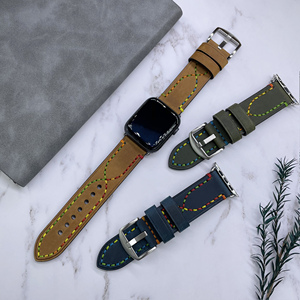 Cinturino alla moda per <span class=keywords><strong>Apple</strong></span> <span class=keywords><strong>Watch</strong></span> Series 8 7 6 <span class=keywords><strong>5</strong></span> 4 3 2 1 <span class=keywords><strong>se</strong></span> o iWatch 38 40 41 42 44 45 49mm cinturino in vera pelle Vintage - Product Image 2