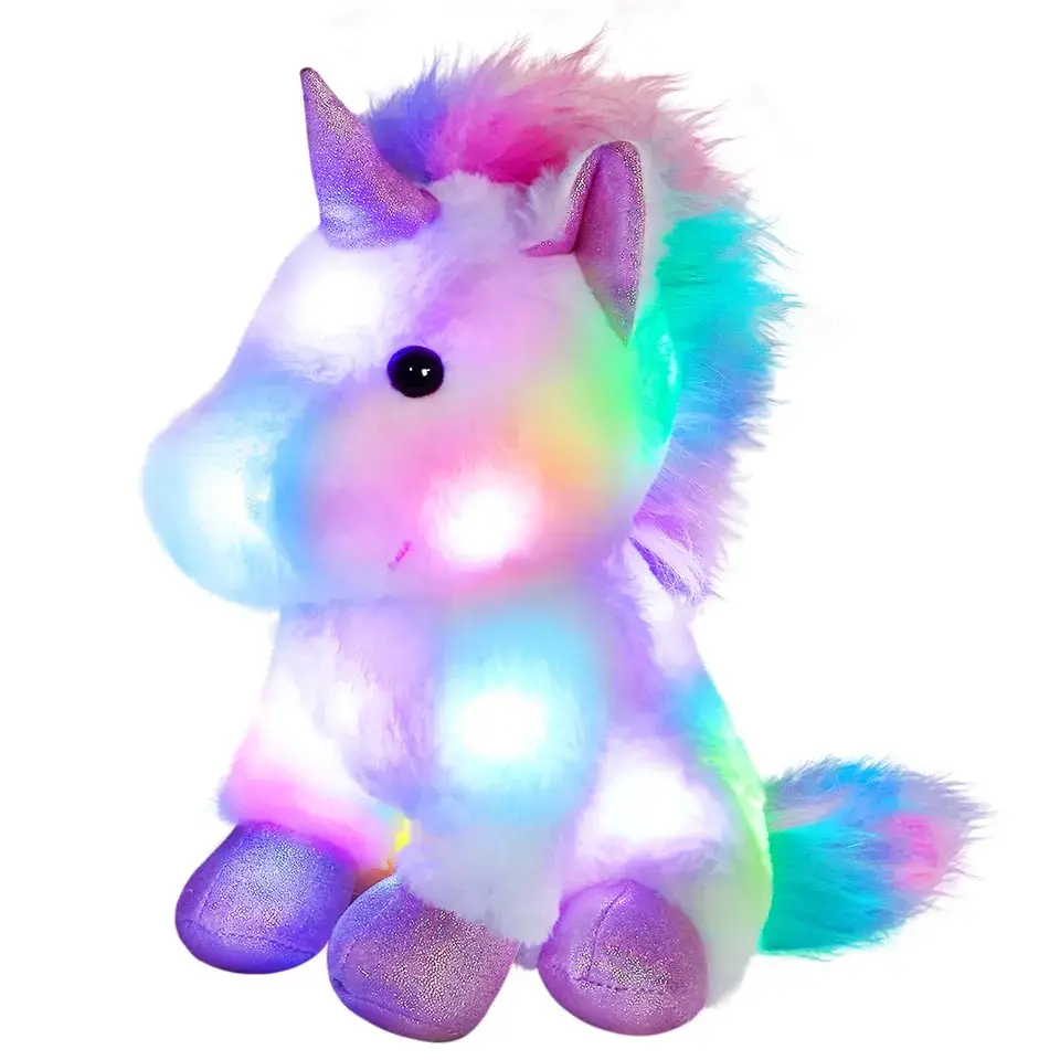 מכירה טובה LED מוסיקלי Unicorn ממולא בעלי החיים שירה אור מרכיבים מוסיקה בפלאש צעצוע כרית זוהר את כהה לילה