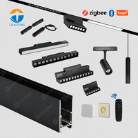 Lampu Magnetik Linear DC48v Tipe Gantung dan Terpasang di Permukaan, Dapat Dipilih, Berbahan Aluminium Logam Hitam, Lampu Trek Magnetik LED