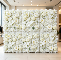 Mur de Fleurs Roses Artificielles en Tissu 3D pour Décoration Murale