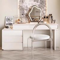 Coiffeuse moderne de luxe en bois noir avec miroir pour chambre à coucher Vanity Custom Home Furniture