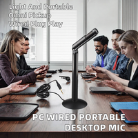 Microphone à condensateur de bureau pour PC - Microphone omnidirectionnel filaire léger et portable pour jeux et conférences informatiques