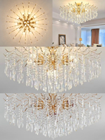 Plafonnier K9 en cristal de luxe, taille moyenne, pour salon, finition dorée, lampe suspendue classique en cristal, éclairage domestique