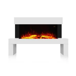 New design fireplace modern indoor fire place electric tv stand with white Surround