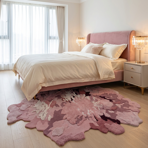 <span class=keywords><strong>Tappeto</strong></span> Tufted Artigianale in Lana della Nuova Zelanda, Forma Irregolare, Rosa, Personalizzabile, Stile Shaggy - Product Image 3