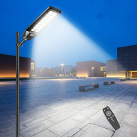 Lampadaire solaire LED intégré IP65 à 16 lentilles, qualité commerciale, pour parking, sécurité, batterie haute capacité 15000 mAh, lampe de route