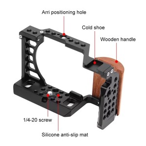 PULUZ PU3121 stabilisateur de cage de caméra en métal à manche en bois pour stabilisateur de cage de caméra S A6400 / A6300 / <span class=keywords><strong>A6100</strong></span> / A6000 - Product Image 4