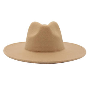 Vente chaude printemps automne hiver Style français blanc grand bord couleur unie Jazz Fedora chapeau pour femmes dame mode robe de plein air - Product Image 2