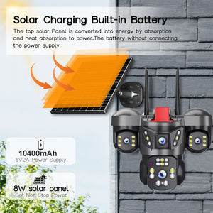 Aov ba ống kính Mạng Sim 4G IP năng lượng mặt trời hệ thống báo động an ninh CCTV PTZ 4K màu sắc Nhà tầm nhìn ban đêm thông minh ngoài trời máy ảnh - Product Image 2