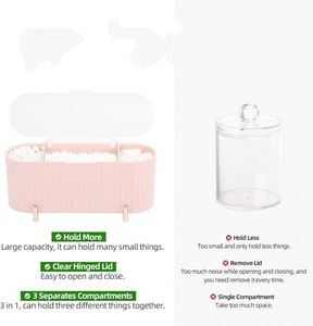 Qtips Holder 3 Grids Separate Cotton Swabs Dispenser Ball <b>Storage</b> Box Jar for Pads Bathroom Organizer Canisters - Product Image 4