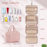 Élégante Trousse de Maquillage Matelassée en Toile Grande Capacité à Suspendre, Fermeture Éclair, Sac de Voyage Tendance, Logo Personnalisé, Polyester Doux