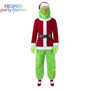 HESPER Unisex Santa Claus and Greenhair Cosplay Costume for Christmas Parties Fun Velvet Printed Accessories Holiday Source - Product Image 2