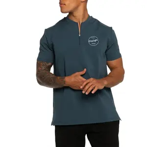 Custom Summer New Design Fashion T Shirts For Men Embroidery Short Sleeve Quarter Zip Pullover Men T Shirts