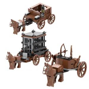 MOC5015-5017军事系列中世纪鲍曼弓箭手马车监狱货车战争武器创意积木儿童玩具