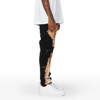 Streetwear personnalisé couture personnalisée Denim Jeans Patchwork Patches Hommes Jeans Avec Gland Top Qualité Hommes Jeans Pantalon