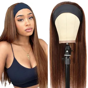 Grosir P4/27 Wig Ikat Rambut Manusia Lurus Wig Mesin Buatan Tidak Ada Renda Wig Rambut Manusia Murah untuk WANITA HITAM