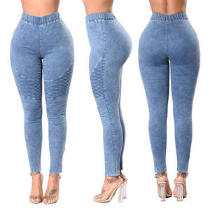 Jeans personnalisé pour femmes Pantalon skinny en denim Pantalon crayon extensible de haute qualité Jeans bleu taille haute - Product Image 3
